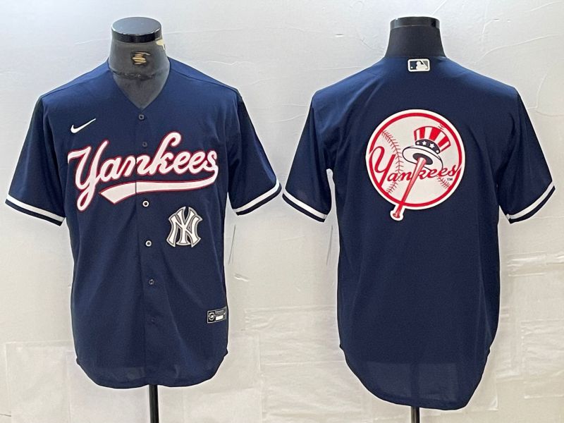 Men New York Yankees Blank Dark blue Second generation joint name Nike 2024 MLB Jersey style 8